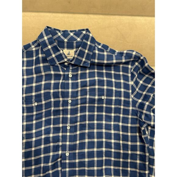 Johnnie O Mens Large Linen Long Sleeve Button Down Shirt Blue - Picture 2 of 7